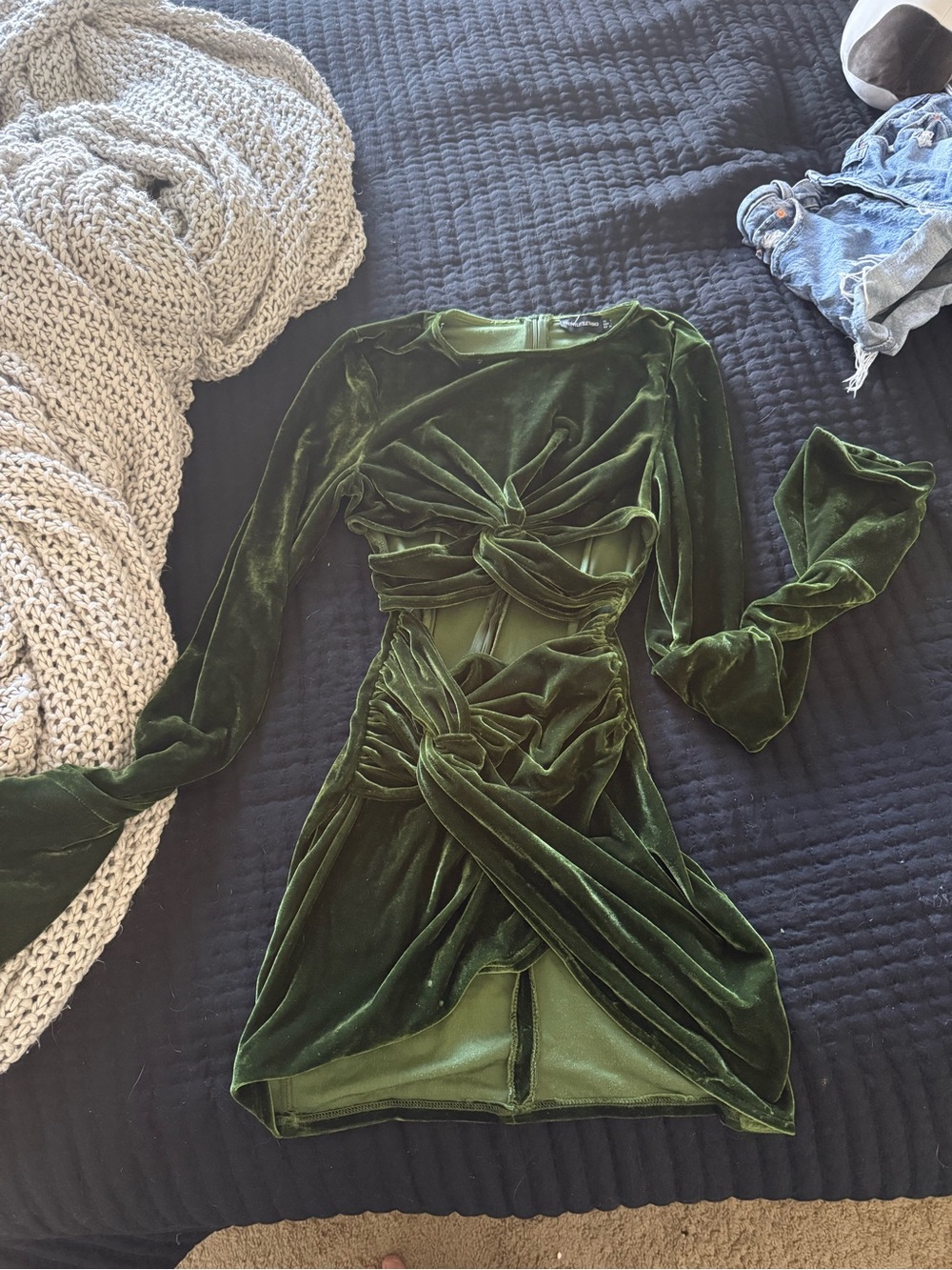 Green velvet pretty little thing mini dress